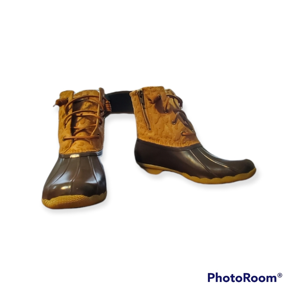 Sperry Cheetah Print Duck Boot New In Box Women's Size 8 An All-Weather Boot - Picture 3 of 15
